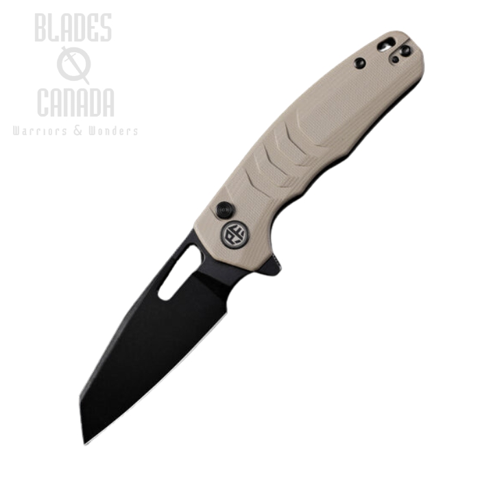 Petrified Fish Trilobite Reverse Tanto Folding Knife, 14C28N PVD SW, G10 Khaki, PFE17KDW